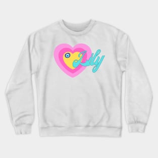 Lily in Colorful Heart Illustration Crewneck Sweatshirt